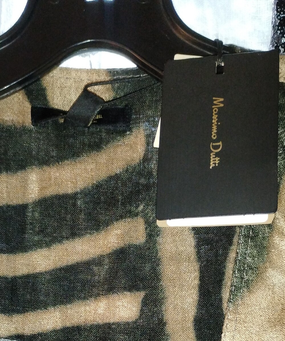 Massimo Dutti 100% Linen Zebra Print Dress. Black And Brown. New With Tags. M - Picture 4 of 10